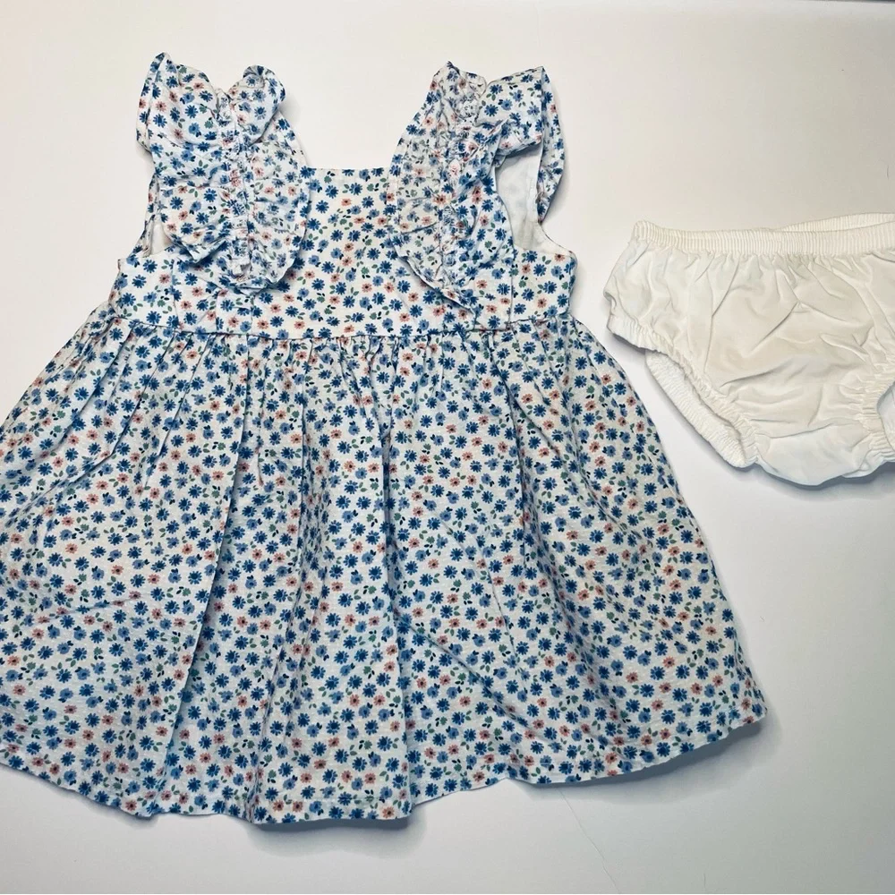 Carter's Dress 6 Months Blue Dainty Floral‎ With Bloomers